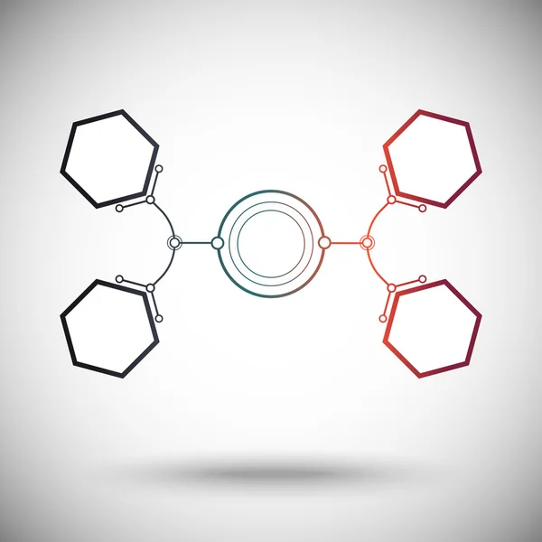 Células hexagonais estão conectadas ao principal gradiente celular redondo — Vetor de Stock