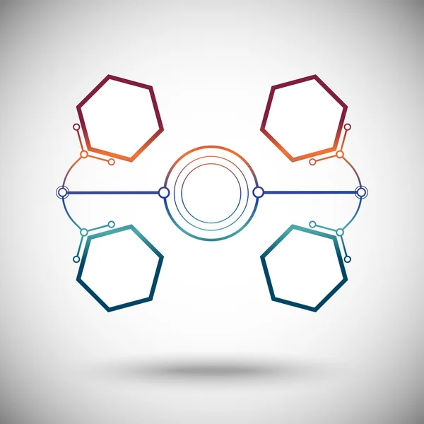 Le celle esagonali sono collegate alla cella rotonda principale — Vettoriale Stock