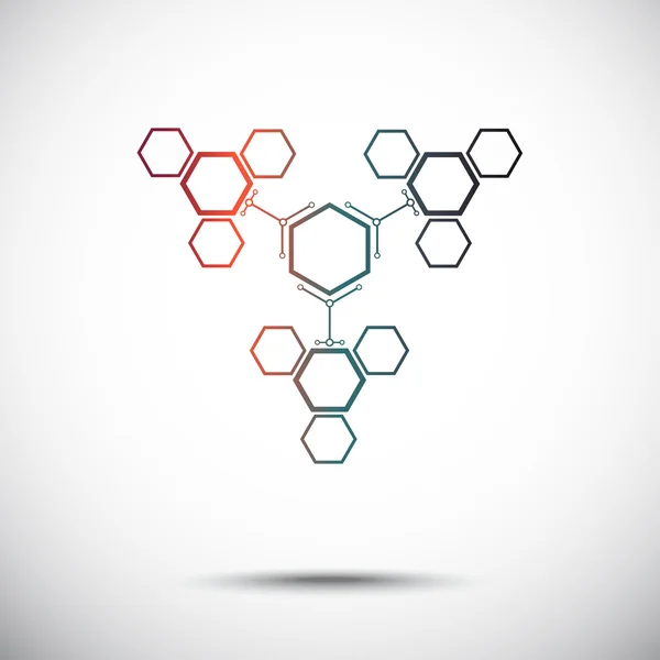 Conexión de gradiente de células hexagonales — Vector de stock