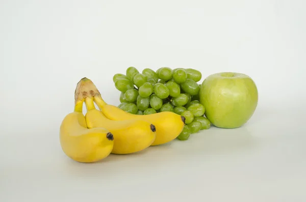 bananas, grapes and apple