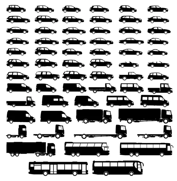 Auto-Silhouette gesetzt — Stockvektor