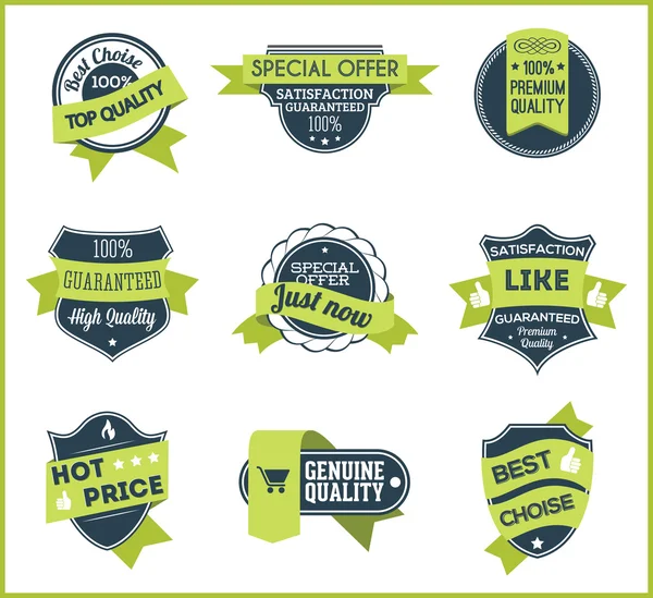 Green marketing labels (set of 5) — Stock Vector