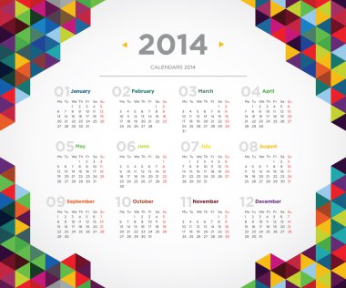 vektör şablon tasarımı takvim 2014