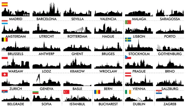 都市のスカイライン ヨーロッパ countries2 — ストックベクタ