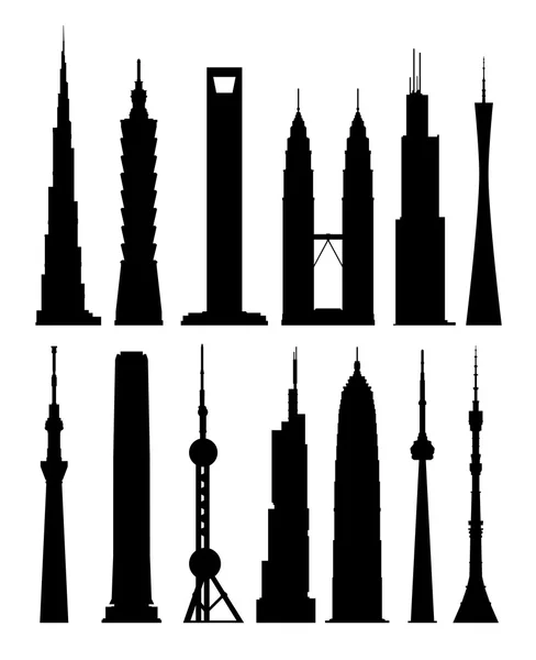 Gökdelenlerin Silhouettes — Stok Vektör