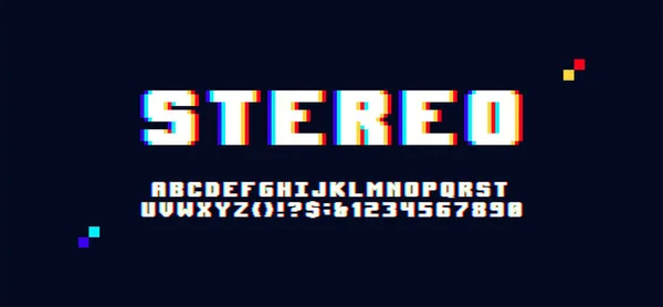 Pixel Font Retro Video Game Estetika 80An Huruf Huruf Dan - Stok Vektor