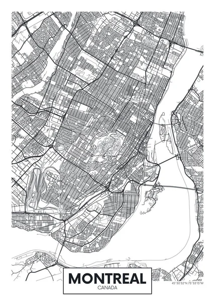 Plan Ville Montréal Design Affiches Vectorielles Voyage — Image vectorielle