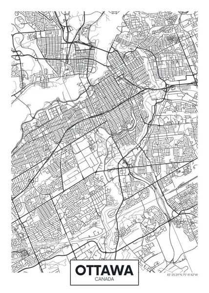 Mapa Města Ottawa Design Plakátu Cestovními Vektory — Stockový vektor