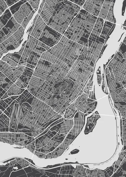 Mapa Cidade Montreal Plano Detalhado Monocromático Ilustração Vetorial Vetores De Stock Royalty-Free