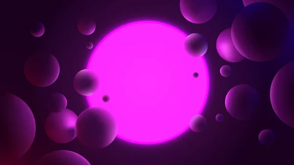 Abstraktní Vektorová Ilustrace Zářivým Purpurovým Kruhem Tmavém Pozadí Neonové Osvětlení — Stockový vektor