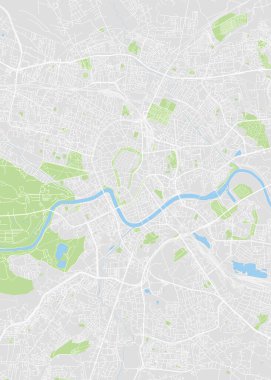 Şehir haritası Krakow, renkli ayrıntılı plan, vektör illüstrasyonu