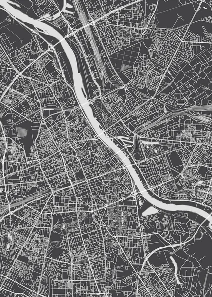 Міська Карта Варшава Монохромний Детальний План Векторна Ілюстрація — стоковий вектор