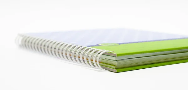 O fundo do Notebook vista aberta com uma encadernação em espiral — Fotografia de Stock