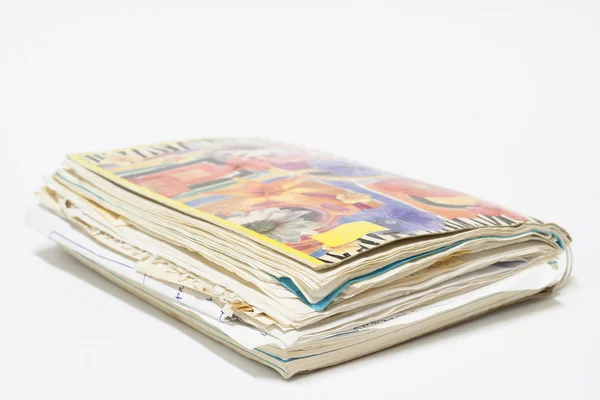 Old spiral notebook with records — Stock Photo, Image