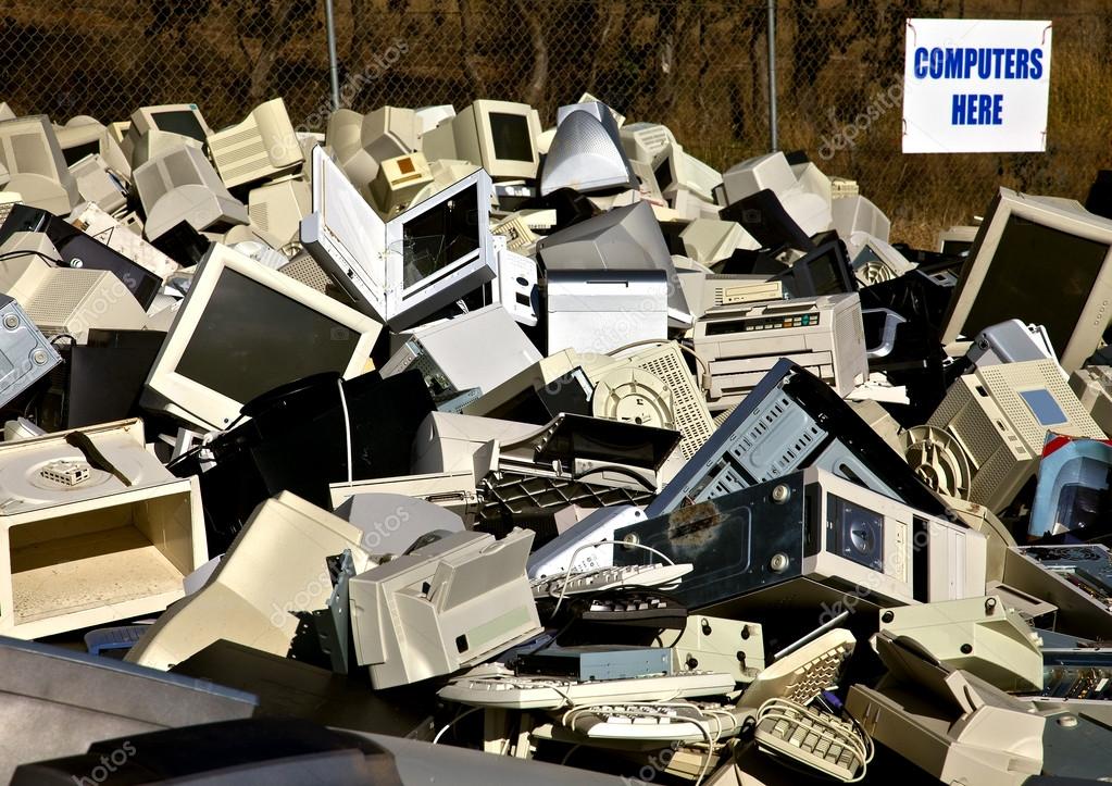 Old computers at recycling depot stock photo tonympix 13716808