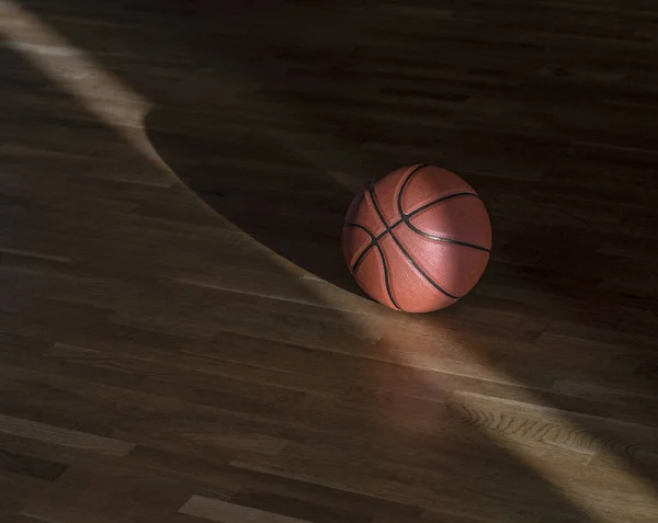 Koszykówka Parkiecie Twardego Drewna Naturalnym Oświetleniem Koncepcja Treningu Online Poziomy — Zdjęcie stockowe