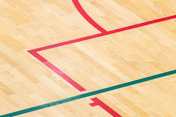 Wooden Floor Basketball Badminton Futsal Handball Volleyball Football Soccer Court — стоковое фото