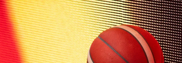 Baloncesto Sobre Fondo Pantalla Led Cartel Temático Deporte Horizontal Tarjetas — Foto de Stock