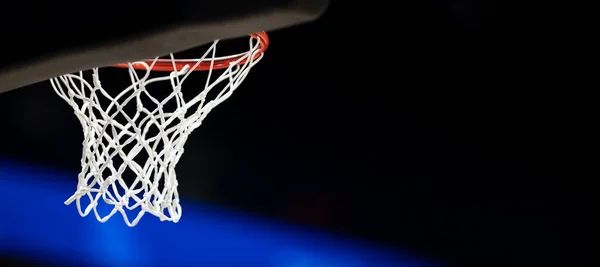 Pallacanestro Sfondo Scuro Concetto Banner Art Manifesto Tema Sportivo Orizzontale — Foto Stock