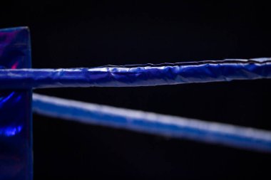 Boks, Muay Thai ve spot ışıklarıyla kickboks ringleri. Dikey spor temalı poster, tebrik kartları, başlıklar, web sitesi ve uygulama. Profesyonel spor konsepti.