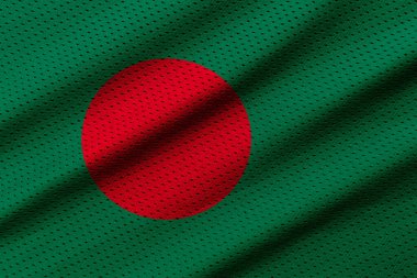 Doku sporlarında Bangladeş bayrağı. Yatay spor temalı poster, tebrik kartları, başlıklar, web sitesi ve uygulama. Vatansever ve ulusal tasarım için arka plan