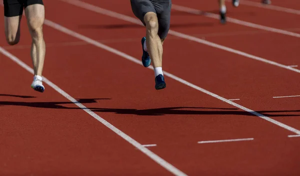 Composite Image Close Sportsman Legs Running Individual Sport Concept Horizontal — ストック写真