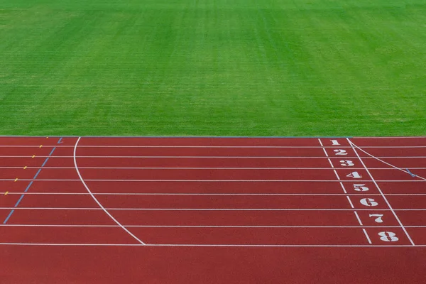 Track and field lanes and numbers. Running lanes at a track and field athletic center. Horizontal sport theme poster, greeting cards, headers, website and app