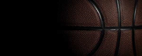 バスケットボールボールの質感の背景の詳細を閉じます 水平スポーツのテーマのポスター グリーティングカード ヘッダー ウェブサイトとアプリ — ストック写真