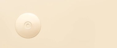 Bej arka planda CD diski. Yatay ortam temalı poster, tebrik kartları, başlıklar, web sitesi ve uygulama