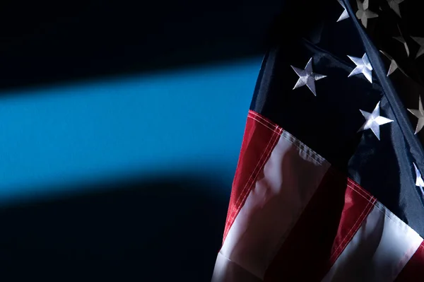 Американский Флаг Тени Свете Горизонтальный Патриот Сша Тематический Плакат Поздравительные — стоковое фото