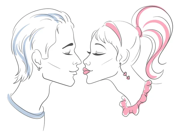 Besos Pareja — Vector de stock