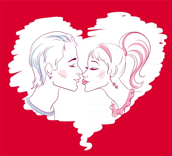 Csókoló pár — Stock Vector