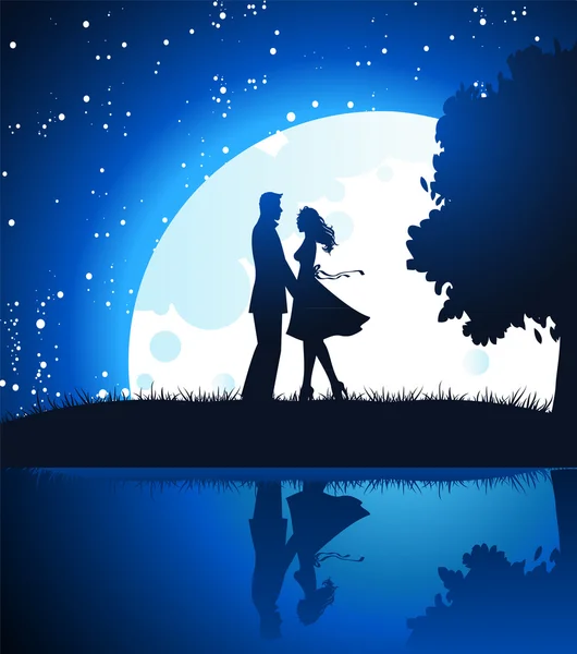 Amoureux dans la nuit — Image vectorielle
