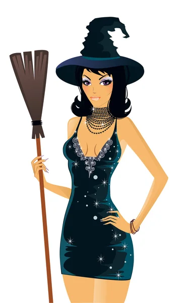 Vector illustration of beauty witch — Stock Vector