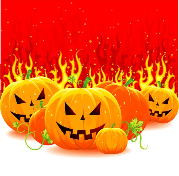 Halloween pumpa med eld — Stock vektor