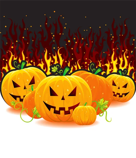 Citrouille d'Halloween avec feu — Image vectorielle