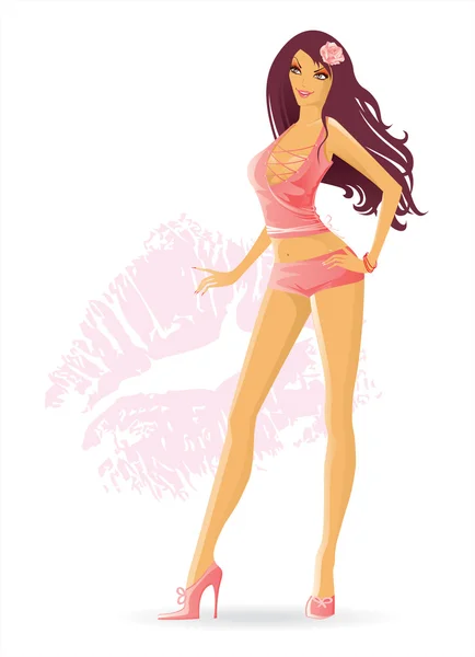 Ilustración vectorial de belleza mujer pic — Vector de stock