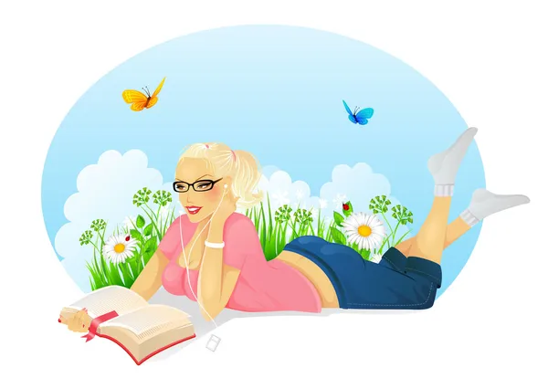 Reading woman — Stock Vector