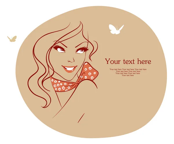 Ilustración vectorial de la mujer de belleza con mariposa — Vector de stock