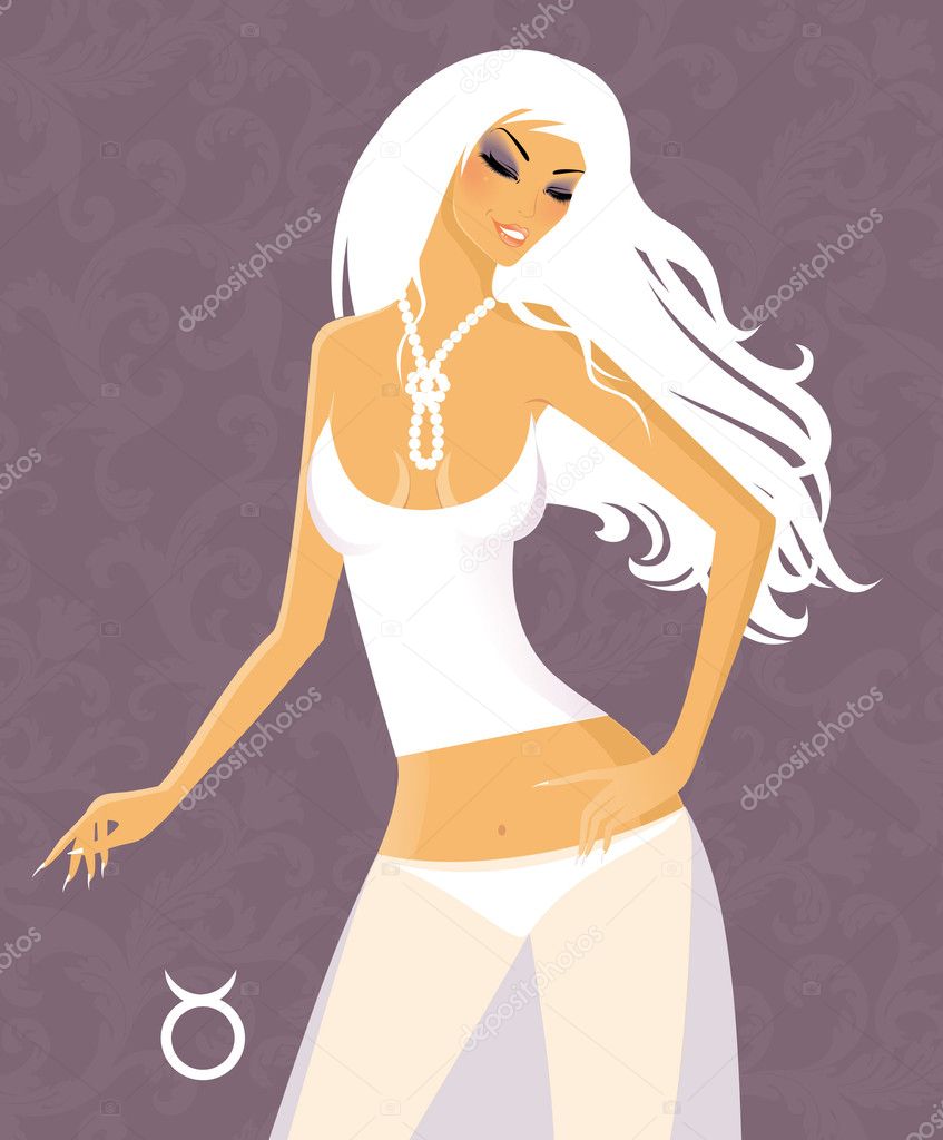 Beautiful girl in white dress - zodiac signs (taurus)