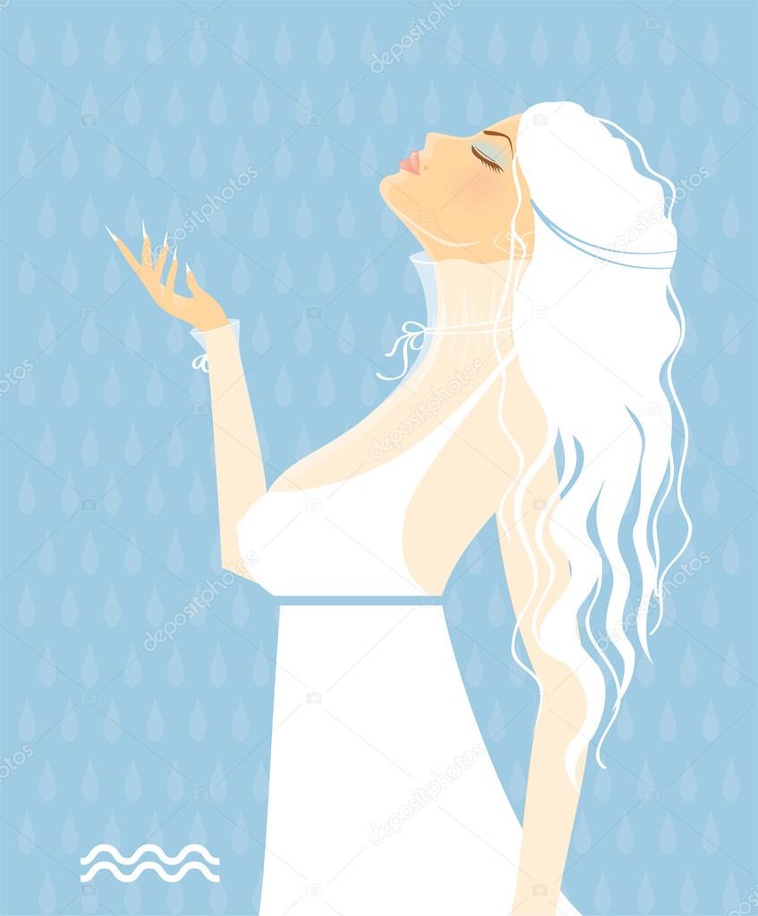 Beautiful girl in white dress - zodiac signs (aquarius)