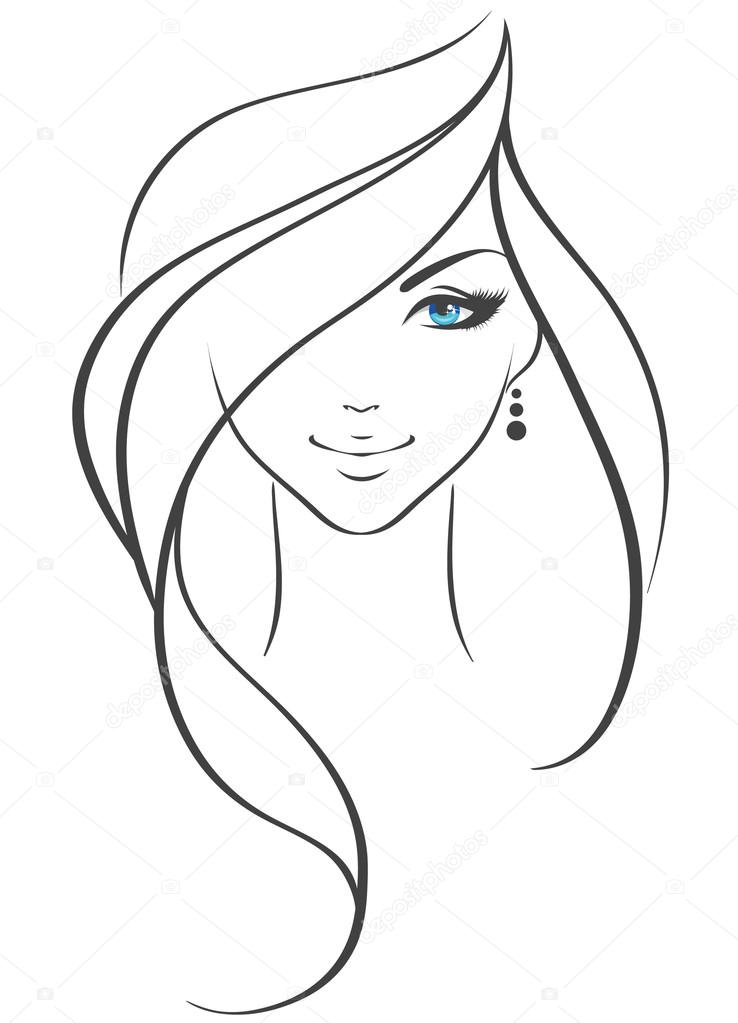 Dibujo rostro mujeres imágenes de stock de arte vectorial | Depositphotos