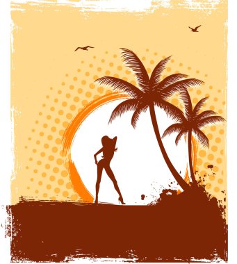 Yaz kadınının vektör illüstrasyonu