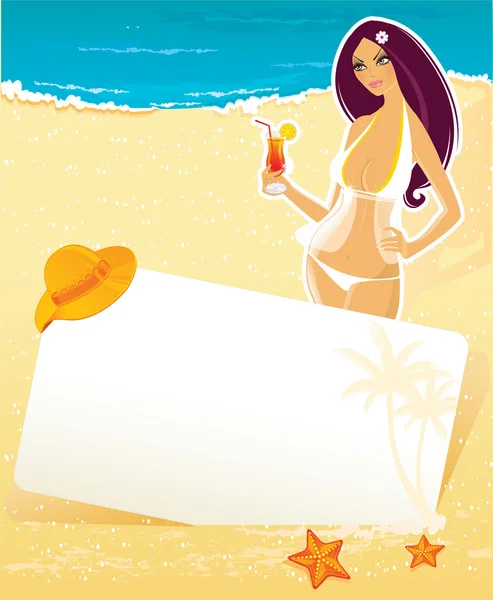 Ilustración vectorial de mujer de verano — Vector de stock