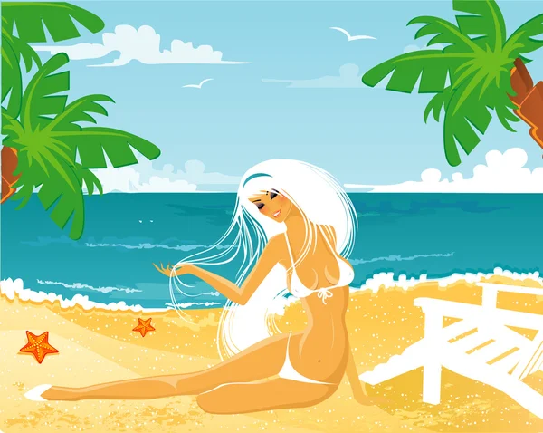 Ilustração vetorial da mulher de verão — Vetor de Stock