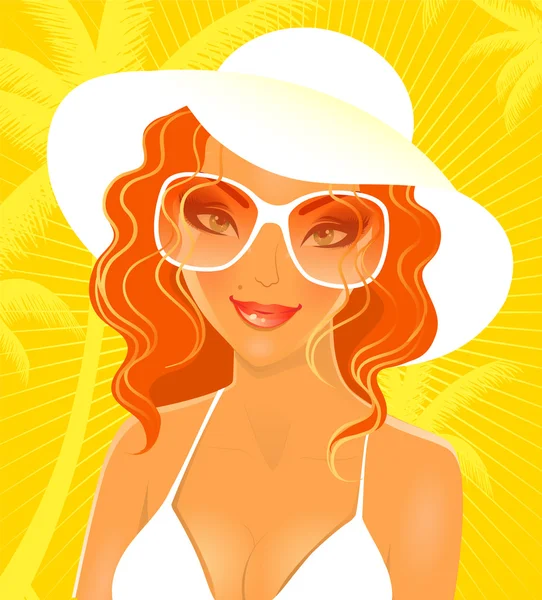 Ilustración vectorial de mujer de verano — Vector de stock