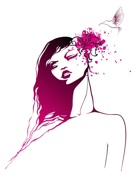 Beauté femme florale — Image vectorielle