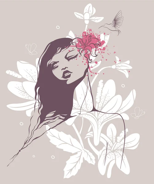 Beauté femme florale — Image vectorielle