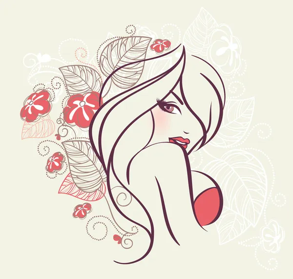 Beauté femme florale — Image vectorielle