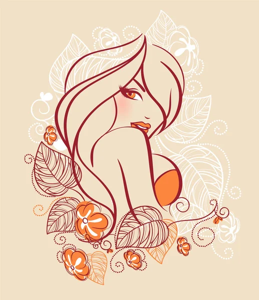 Beauty floral woman — Stock Vector